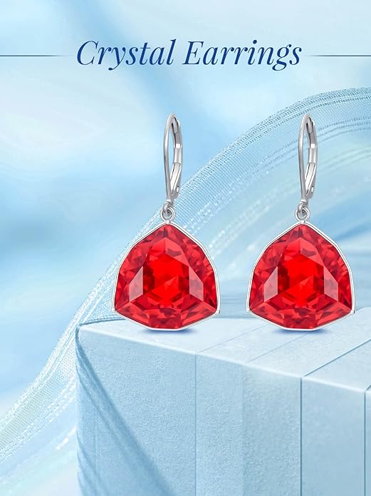 TOUPOP Leverback Earrings for Women Sterling Silver Simple Geometric Birthstone Dangle Drop Earrings Jewelry Christmas Valentine Mothers Day Birthday Gifts for Women Her Wife
