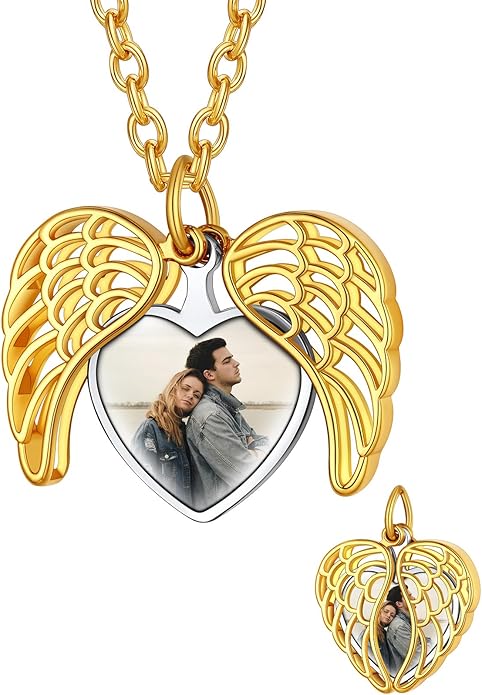 Supcare Locket Necklace That Holds Pictures-Engraved Photo Pendant Custom Jewellery Gifts for Men Women (with Jewellery Gift Box)