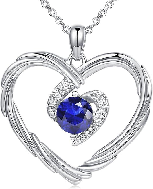 G&GEMSJEW 18K Gold Heart Birthstone Necklaces for Women, S925 Sterling Silver Jewelry Birthday Gifts for Women Wife Girlfriend Mom, Anniversary Christmas Valentines Gifts