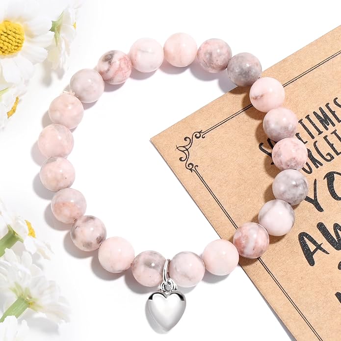 VIBILIA Cross Beaded Bracelets for Women, Inspirational Natural Heart Religious Bracelets for Women, Birthday Christian Gifts for Women on Thanksgiving Christmas Gifts