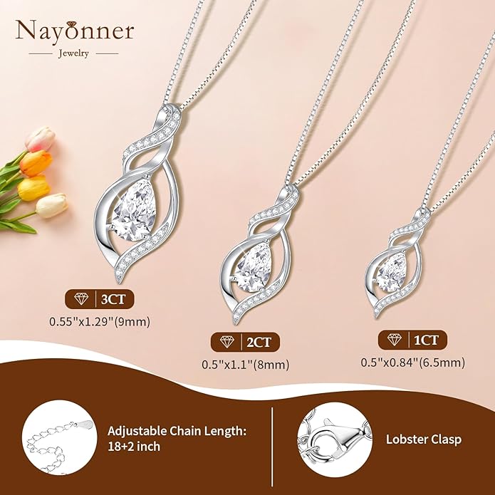 Moissanite Heart Necklaces for Women, 18K White Gold Plated 925 Sterling Silver 1-3CT Moissanite Pendant Jewelry Wedding Anniversary Birthday Christmas Gifts for Wife Mom Girlfriend Sister Grandma