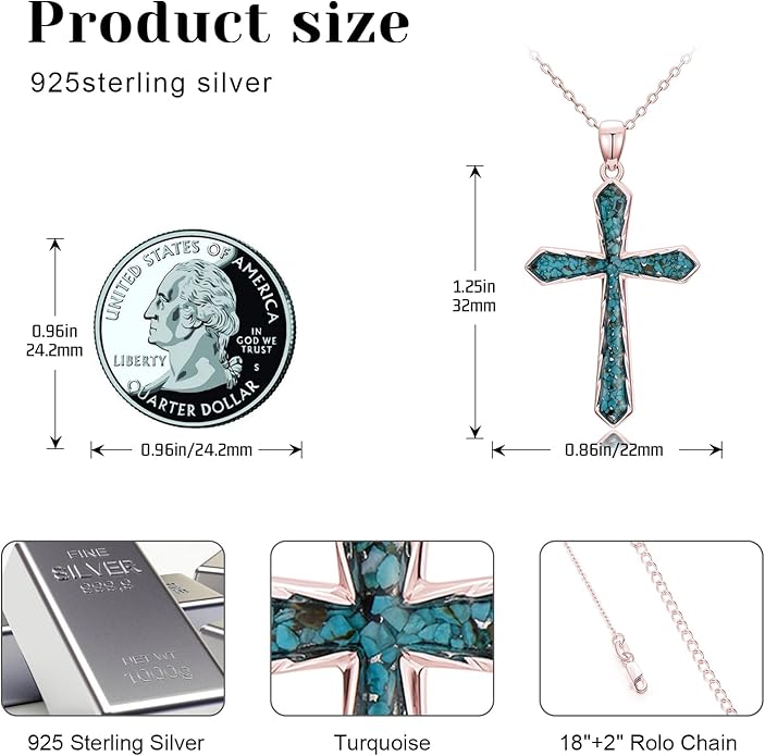 Cross Necklace for Women 925 Sterling Silver Cross Pendant Religious Christian Jewelry Faith Easter Gifts for Wife