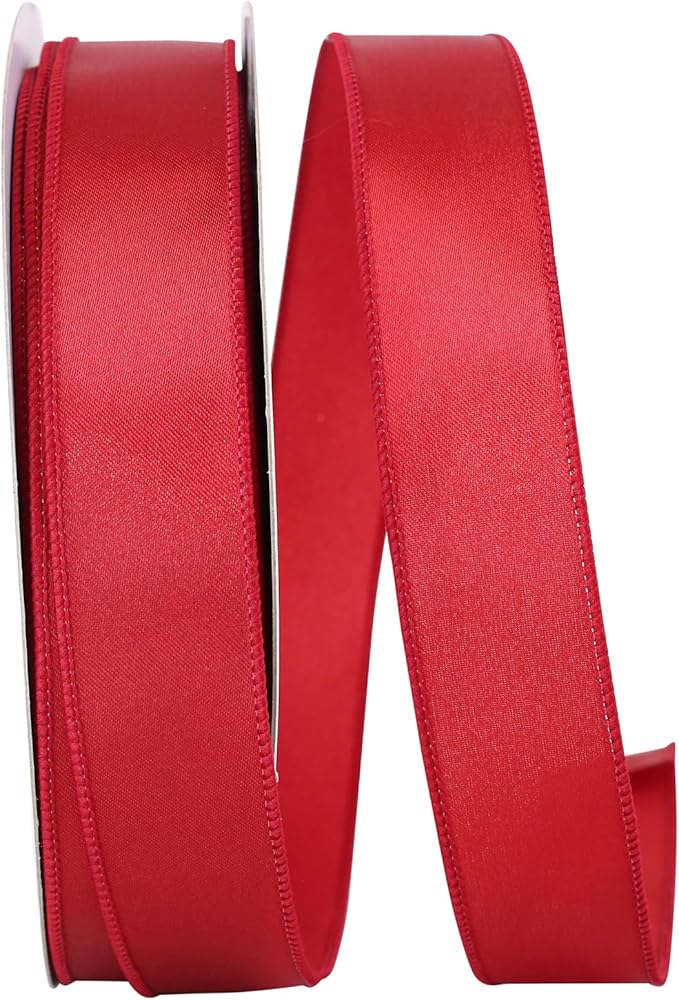 Reliant Ribbon 92575W-908-09K Satin Value Wired Edge Ribbon, 1-1/2 Inch X 50 Yards, Scarlet