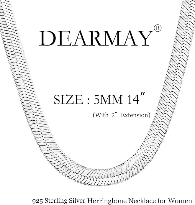 DEARMAY 14K Gold Plated Necklaces for Women, Dainty Gold Herringbone Choker Necklace Thin Layered Snake Chain Jewelry for Gifts