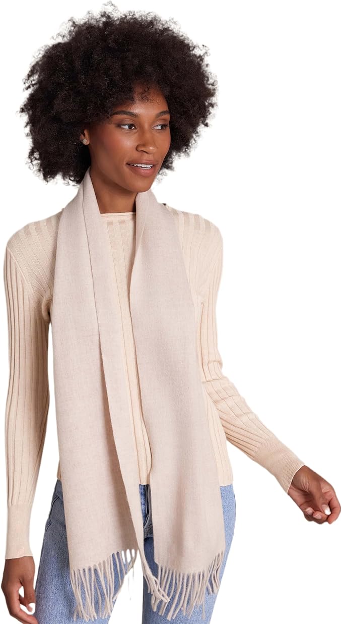 Alashan Cashmere Ultra-Fine Merino Wool and Cashmere Blend Woven Scarf -Luxe fabric-Lightweight- 72" x 12"