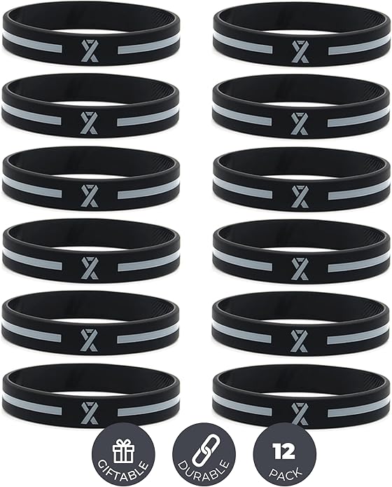 Inkstone Awareness Ribbon Silicone Bracelets (12-pack) - Wholesale Pack of 1 Dozen Unisex Wristbands for Men Women - Cancer Survivor Hospital Gifts Party Favors Giveaways Goodie Bag Items
