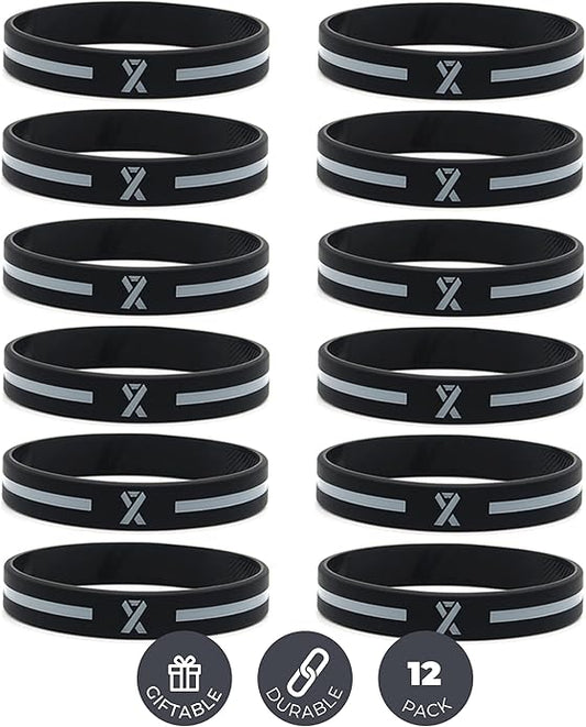 Inkstone Awareness Ribbon Silicone Bracelets (12-pack) - Wholesale Pack of 1 Dozen Unisex Wristbands for Men Women - Cancer Survivor Hospital Gifts Party Favors Giveaways Goodie Bag Items