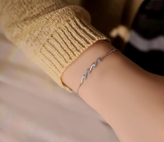 Gift for Best Friends Female,Wave Friendship Bracelet for Women,Bestie Gifts for Women,925 Sterling Silver Bracelet Gifts for Friends Birthday Gift Graduation Gift