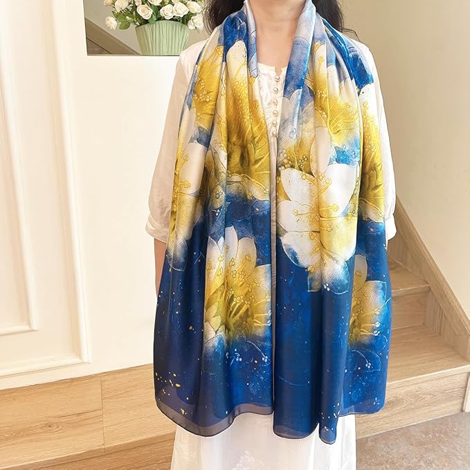 Long Silk Like Scarf Lightweight Satin Scarves Large Sunscreen Shawl Wrap for Women