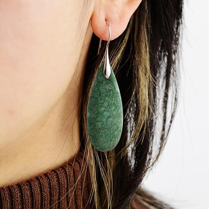 SELOVO Stone Fishhook Dangle Drop Earrings Statement Earrings for Women Stone