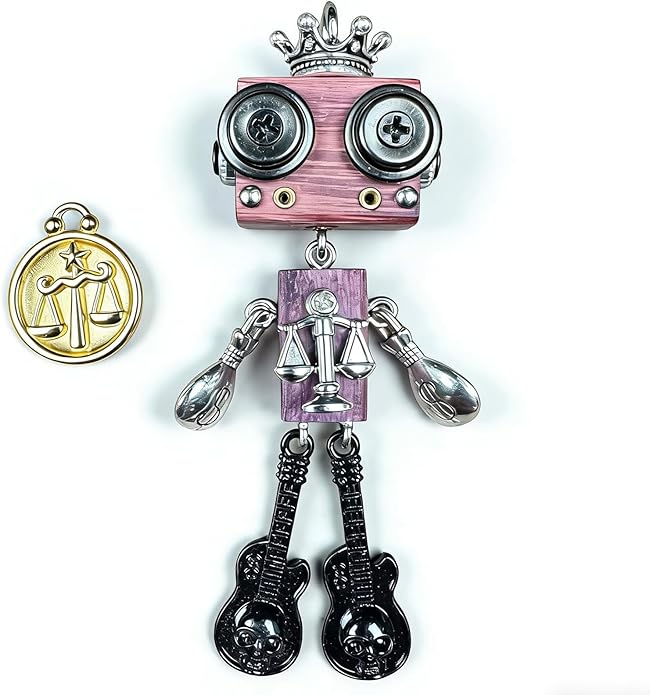 Steampunk Wooden Robot Pendant Necklace， Handmade Punk Style Pendant Zodiac Necklace for Men Women，Creative Birthday Gift