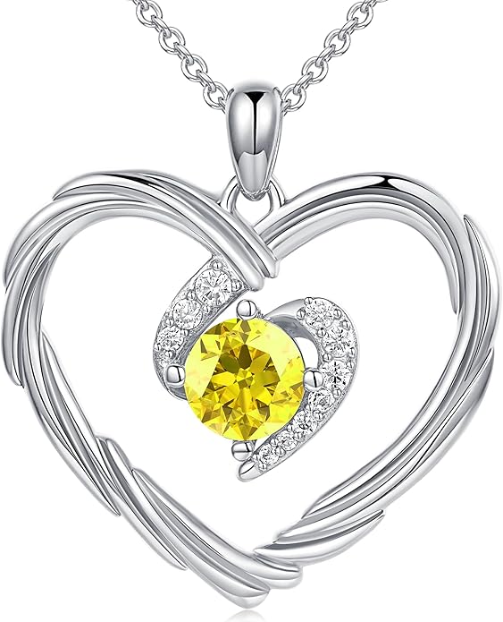 G&GEMSJEW 18K Gold Heart Birthstone Necklaces for Women, S925 Sterling Silver Jewelry Birthday Gifts for Women Wife Girlfriend Mom, Anniversary Christmas Valentines Gifts