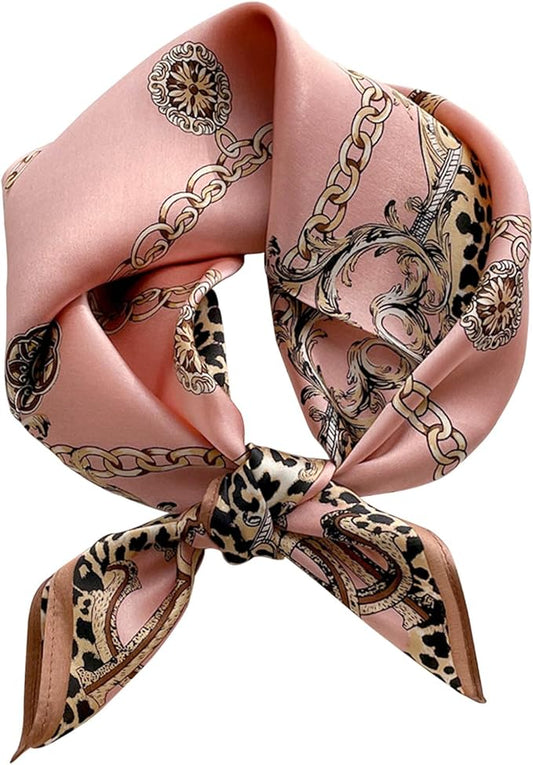 kcctoo 27.5" Mulberry Silk Feeling Head Scarf Women's Fashion Square Neck Satin Scarfs for Bag Hair Scarves Gift