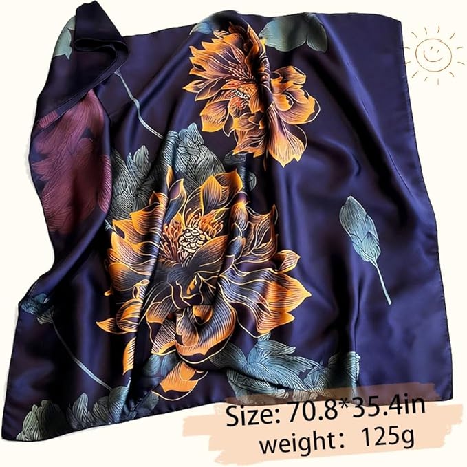 Clysoru Silk Scarf For Women Hair Scarves Lightweight Satin Elegant Shawl Wraps Bufanda Mujer Fashion Accessories 70.8"X35.4"