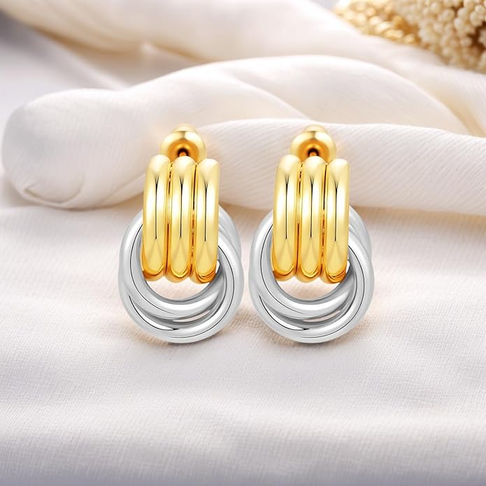 Trendy 14K Gold Plated Knot Earrings are Thick and Charming Pendant Earrings for Women They are Lightweight Hypoallergenic Fashion Accessories Jewelry Gifts for Women