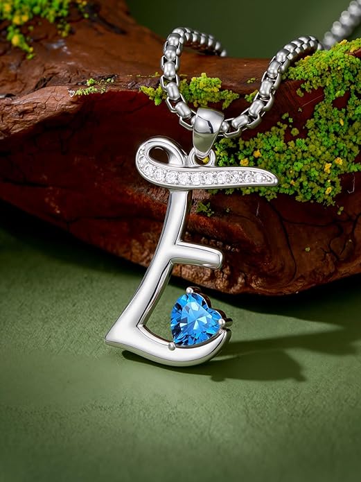 Christmas Gifts for Women Alphabet A to Z Initial Birthstone Pendant Necklaces for Women - 18k White Gold Plated Personalized Name Jewelry Valentine Mothers Day Birthday Gifts for Women Her Girlfriend