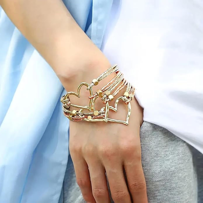 Fesciory Leather Wrap Bracelets for Women, Boho Leopard Multi-Layer Crystal Beads Cuff Bracelet Jewelry