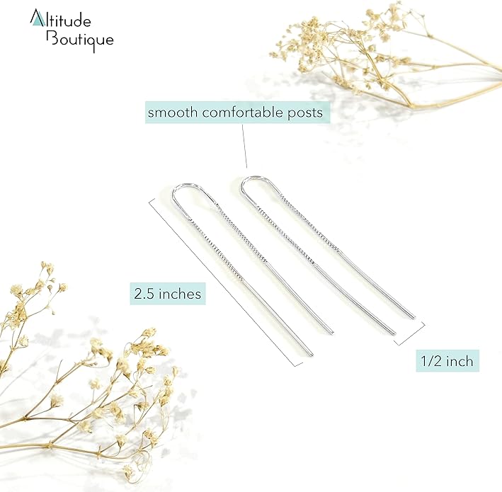 Altitude Boutique Threader Chain Earrings for Women | Gold Vermeil or Sterling Silver Long Dangle Earrings | Gold Drop Earrings Long Chain Earrings for Women, Dangle Earrings