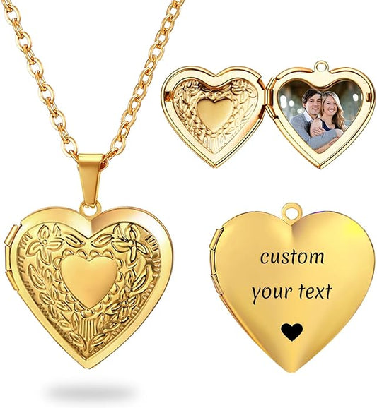 PHOCKSIN Personalized Locket Necklace for Women Photo Necklace with Customized Picture Birth Flower Birthstone New Years Gifts for Women
