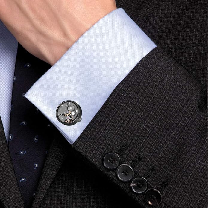 MERIT OCEAN Cuff Links Mens Steampunk Movement Shape, Cufflinks for Men Mens Shirt Vintage Gears, Cufflinks for Business Wedding Gifts