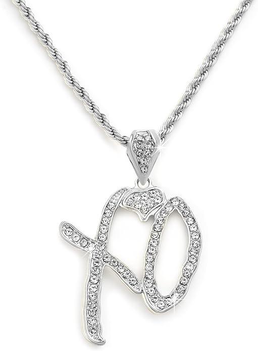 New 2026 Unise High Hip Hop XO Letter Pendant Necklace for Women Men, Iced Out Letter Jewelry Lovers Pendant Fashion Trendy Accessories Creative Gift