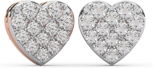 WHY SO SILVER INC 0.24 Ctw Round Cut Natural Diamond Micro Pave Set Heart Studs Earring | Crafted In 925 Sterling Silver | Color: I-J, Clarity: I2-I3 | Fine Jewelry Gift Box Included
