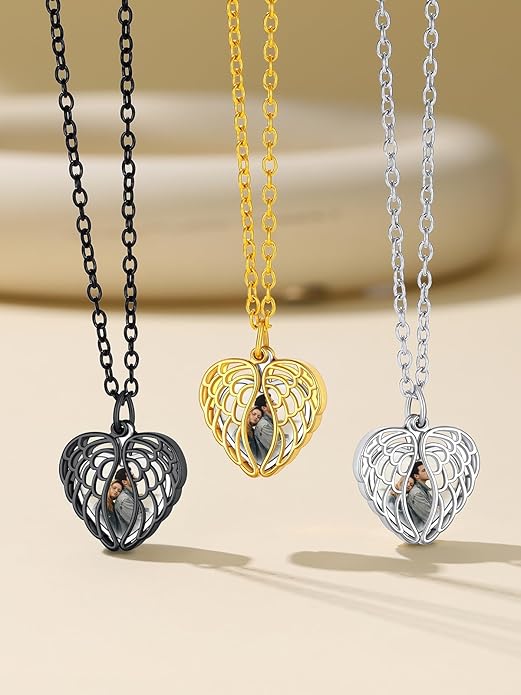 Supcare Locket Necklace That Holds Pictures-Engraved Photo Pendant Custom Jewellery Gifts for Men Women (with Jewellery Gift Box)