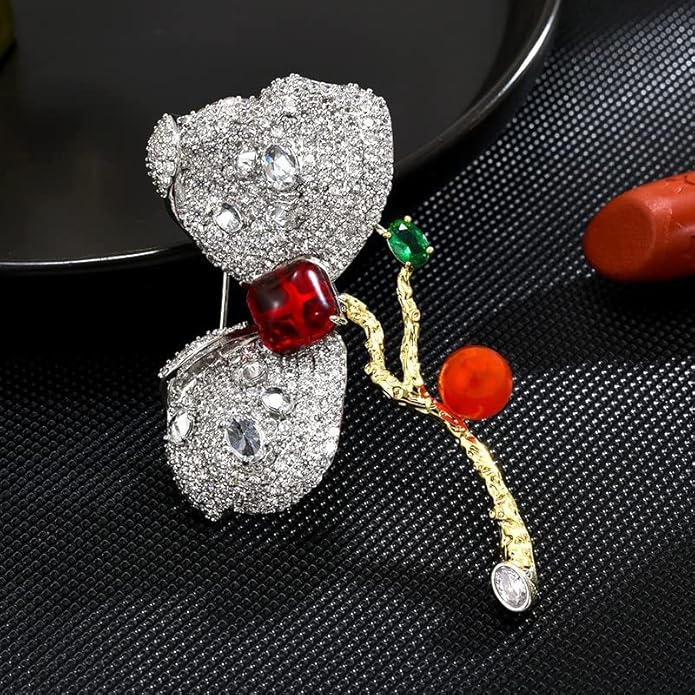 Fashion Flower Brooches for Women Rhinestone Flower Brooches Pins 18k Gold Plated Lapel Pins Jewelry for Girlfriend Wife