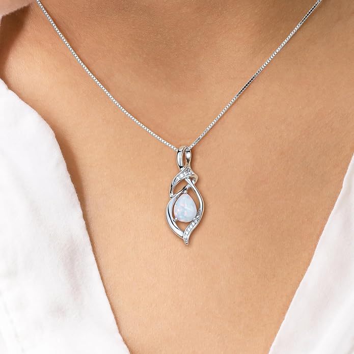 Birthstone Necklace for Women 925 Sterling Silver Necklace Birthday Gifts for Women Mom Wife 18"+2" Inch