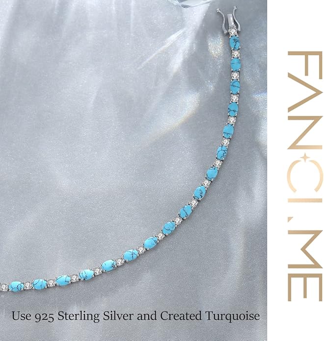 FANCIME Birthstone Bracelets Sterling Silver Tennis Bracelets Charm Fine Jewelry Birthday Gifts for Women 7"