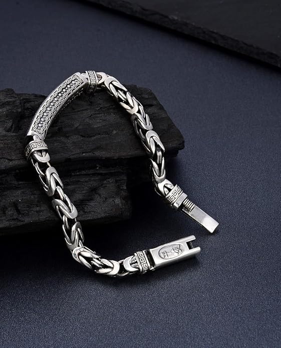 Italian Handmade Sterling Silver Mens Bracelets | Solid S925 Chain Bracelets for Men | Men's Silver Bracelet Gift for Dad, Boyfriend, Son, My Man