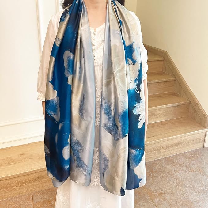 Long Silk Like Scarf Lightweight Satin Scarves Large Sunscreen Shawl Wrap for Women
