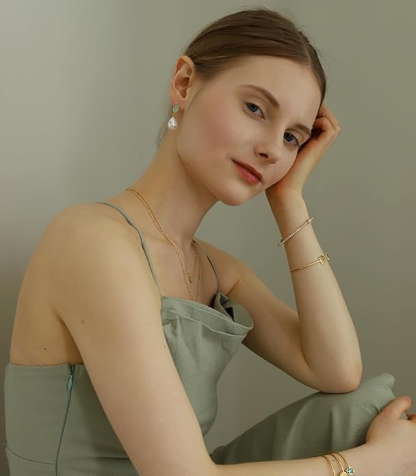 OZEL – Crystal Earrings for Women Dangle – 14K Gold Plated Lightweight Daily Fashion Earrings