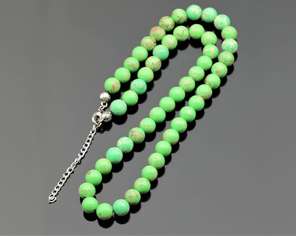 Natural Green Imperial Jasper Beaded Choker, Genuine Green Crystal Necklace, Fancy Gemstone Choker, 8mm Beads, Fashion Jewelry, Healing Crystal Chakra Necklace, Durable Necklace, Capricorn Necklace