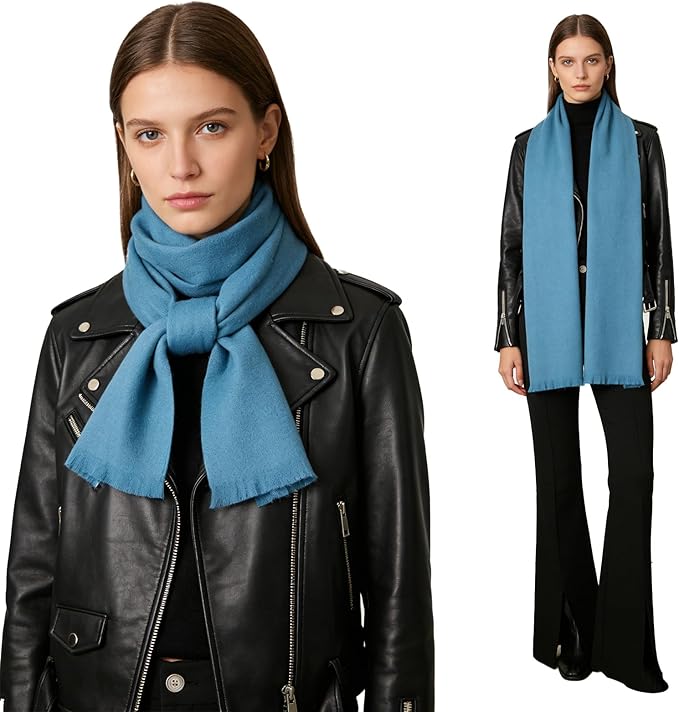 WASALUYA Wool Scarf for Women & Men, 100% Wool Scarves Wrap Shawl with Tassels, Elegant Soft Winter Scarf for Fall and Winter