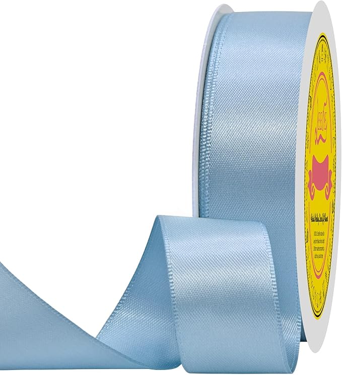 LEEQE Double Face Dusty Blue Satin Ribbon 7/8 inch X 25 Yards Polyester Dusty Blue Ribbon for Gift Wrapping Very Suitable for Weddings Party Hair Bow Invitation Decorations and More