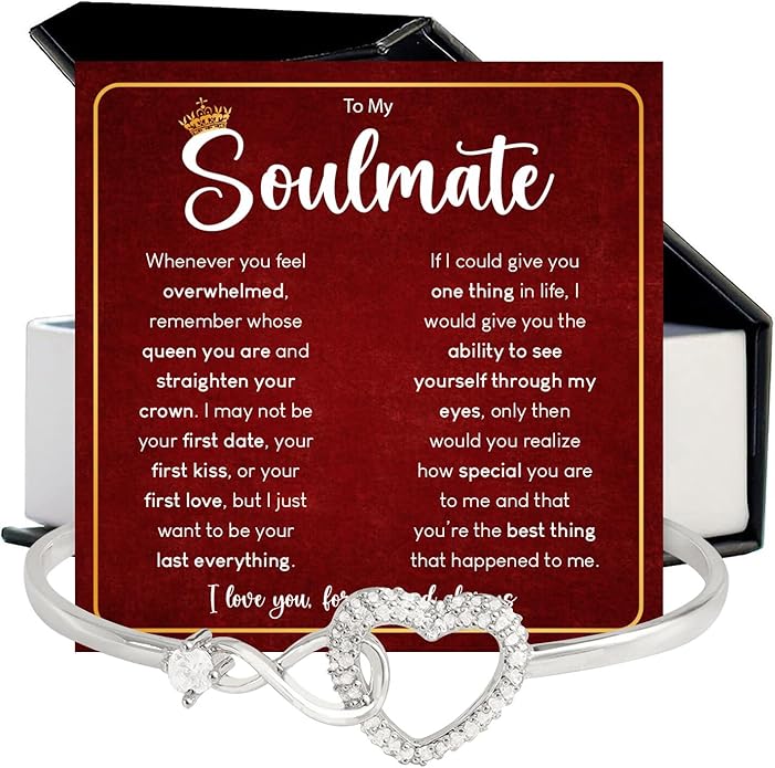 To My Soulmate Bracelet For Women With Heartfelt Message Card & Elegant Box, Bracelet For Girls, Soulmate Birthday, Wedding, Christmas Jewelry Gift From Boyfriend, Husband