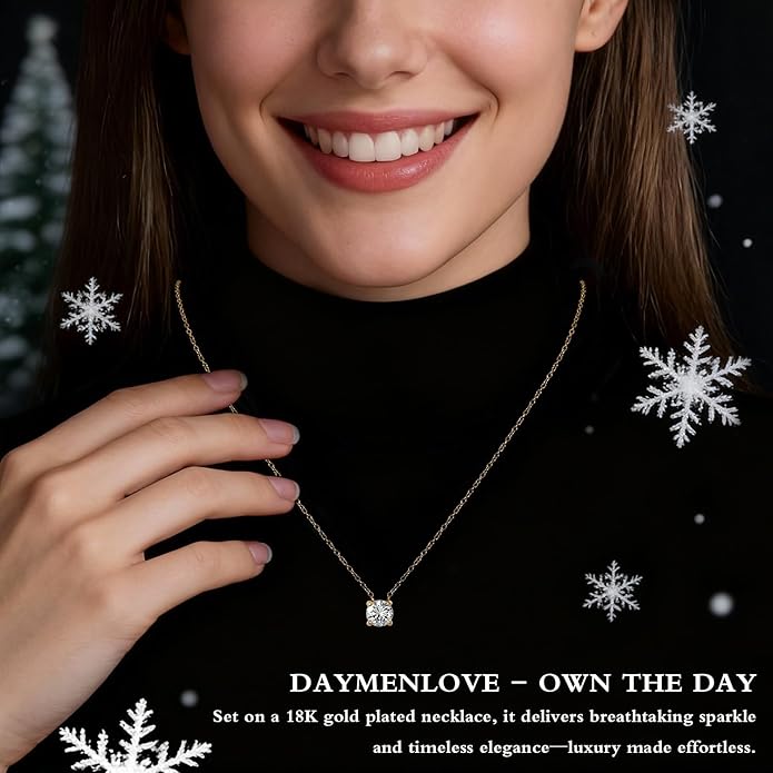 18K Gold Plated Pendant Necklaces for Women, 5A Cubic Zirconia Ice Flower Cut, Hypoallergenic & Tarnish Resistant, Elegant Gift for Her, Anniversary Fashion Jewelry