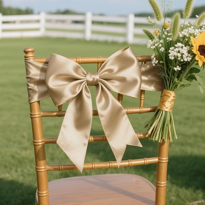 LEEQE Tan Satin Ribbon 3 inch X 15 Yards Polyester Ribbon for Gift Wrapping Very Suitable for Weddings Party Hair Bow Invitation Decorations and More