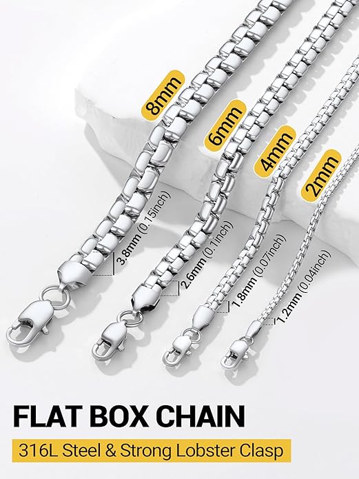 PROSTEEL Stylish Stainless Steel Round Link Chain Necklace for Men, 2mm/4mm/6mm/8mm. Silver/Gold/Black Tone, Hypoallergenic Jewelry, 14"-30", Come with Box