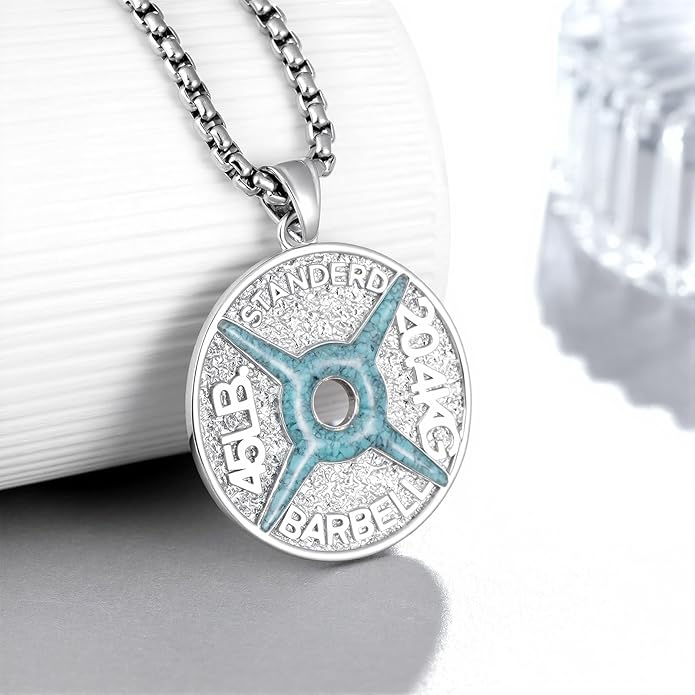 Zaruiqun GYM Necklace 925 Sterling Silver Dumbbell Necklace Gym Sports Jewelry Fitness Gifts for Men
