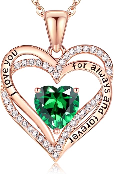 Vakki Birthstone Jewelry for Women Pendant Necklace 925 Sterling Silver Heart Necklace Birthday Gifts for Wife Daughter Girlfriend