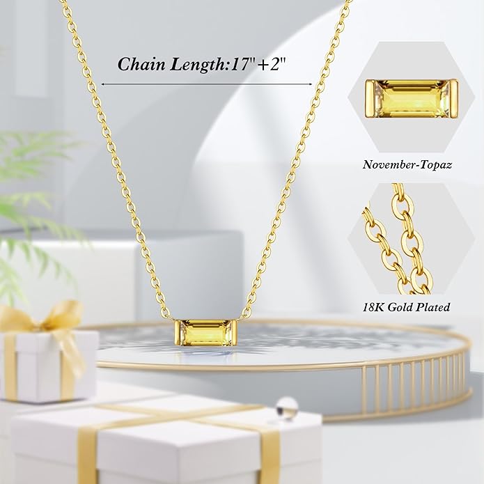 JSJOY Gold Birthstone Necklace for Women Dainty Birthstone Pendant Necklace for Teens Birthday Gifts Jewelry for Mothers Wife Grandma Graduation Gifts for Teenagers