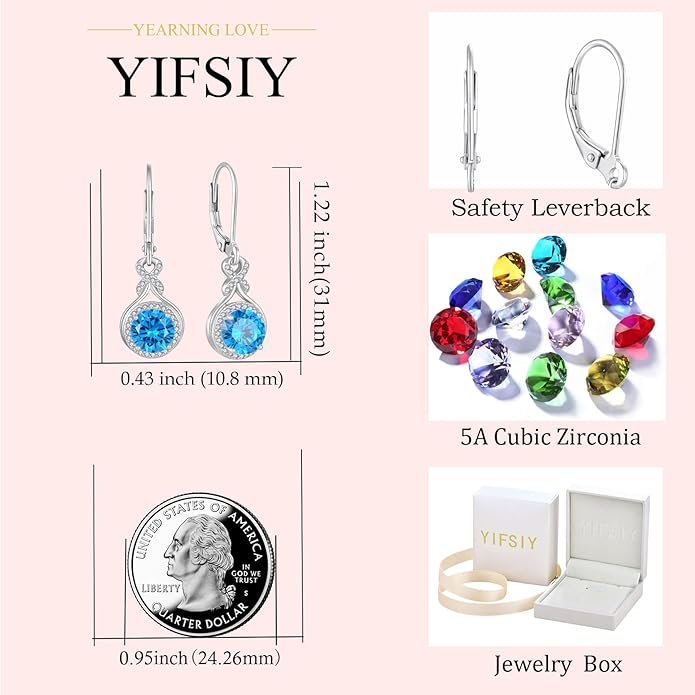 Aquamarine Infinity Jewlery Set for Women, 925 Sterling Silver Necklaces and Earrings Halo March Birthstone Jewelry Gift for Birthday Anniversary