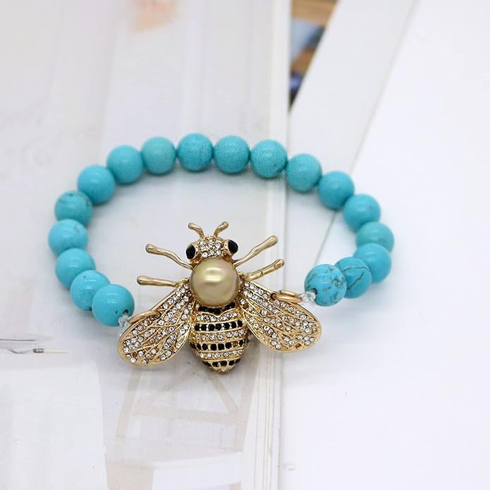 Honey Bee Brooches Crystal Insect Themed Bee Brooch Animal Fashion Shell Pearl Brooch Pin Gold Tone