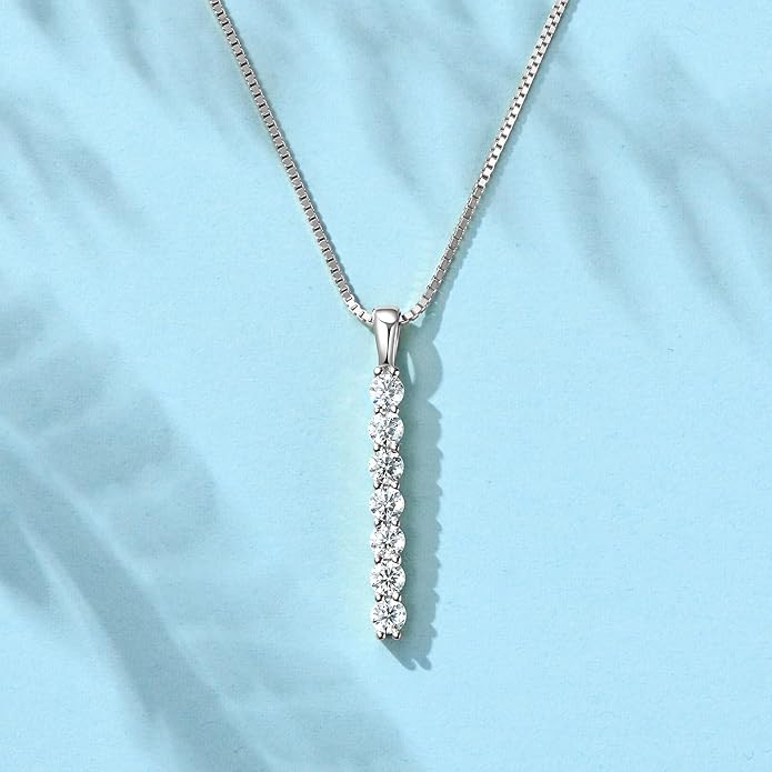 AINUOSHI Lab Created Moissanite Bar Necklace 0.56 cttw Imitation Diamond Alternative Necklace for Women S925 Sterling Silver Y Necklace Simple Fashion Jewelry Gifts for Women