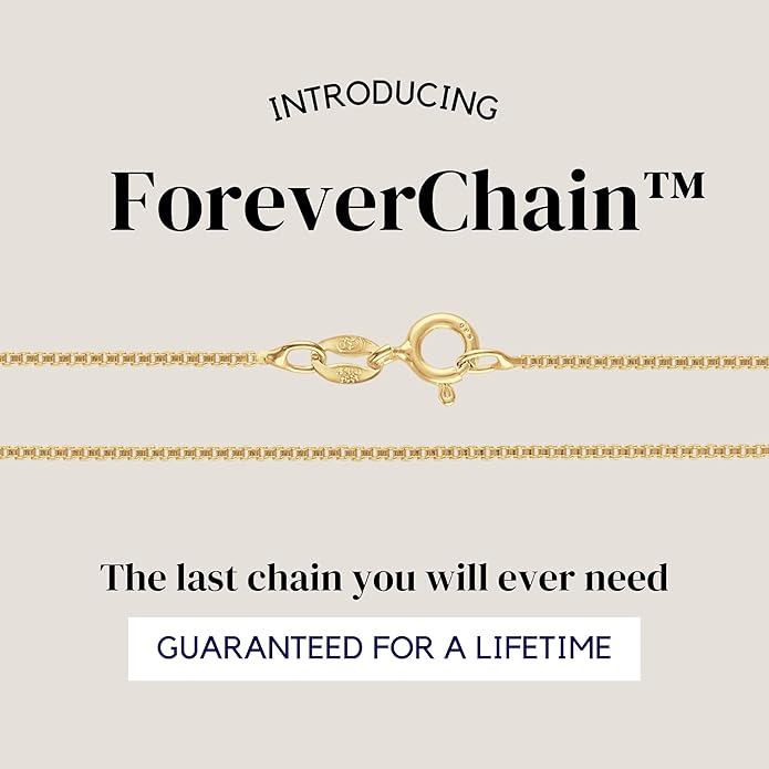 KISPER Italian 18K Gold Plated 925 Sterling Silver Diamond Cut Box Link Chain Necklace – for Women & Men with Spring Ring Clasp – Made in Italy