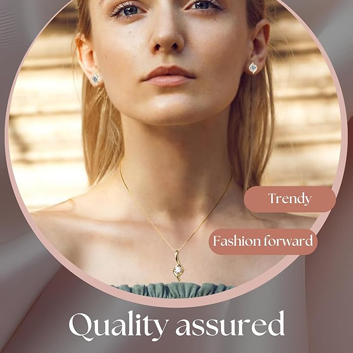 Exquisite Moissanite & 925 Sterling Silver Jewelry Set: Trendy European Design with Pendant (1 Carat, 1/4-inch, 6.5mm) and Earrings (Each: 0.5 Carat, 3/16-inch, 5mm) – Elegant Leather Gift Box Included