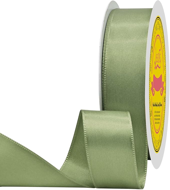 LEEQE Spring Moss Double Face Satin Ribbon 1 inch X 50 Yards Spool Bright Colors Very Suitable for Weddings Gift Package Wrapping Dancer Wand Sewing Party Hair Bow Invitation Decorations and More