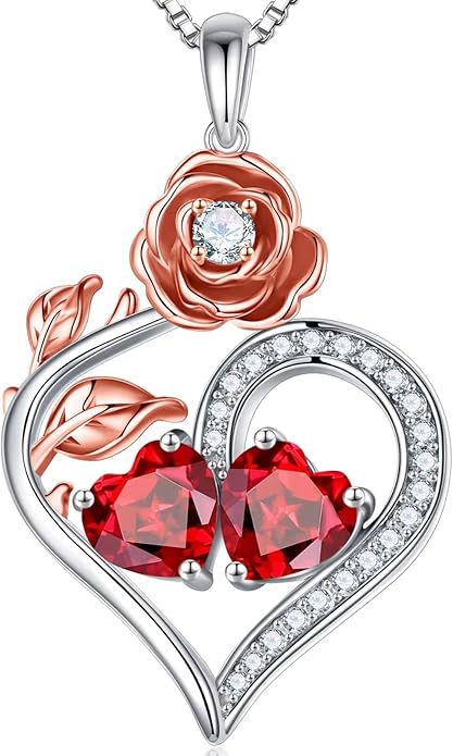 Iefil Christmas Gifts for Women Wife - 925 Sterling Silver Double Birthstone Necklace, Anniversary Birthday Gifts for Women, Jewelry Gifts for Wife Her